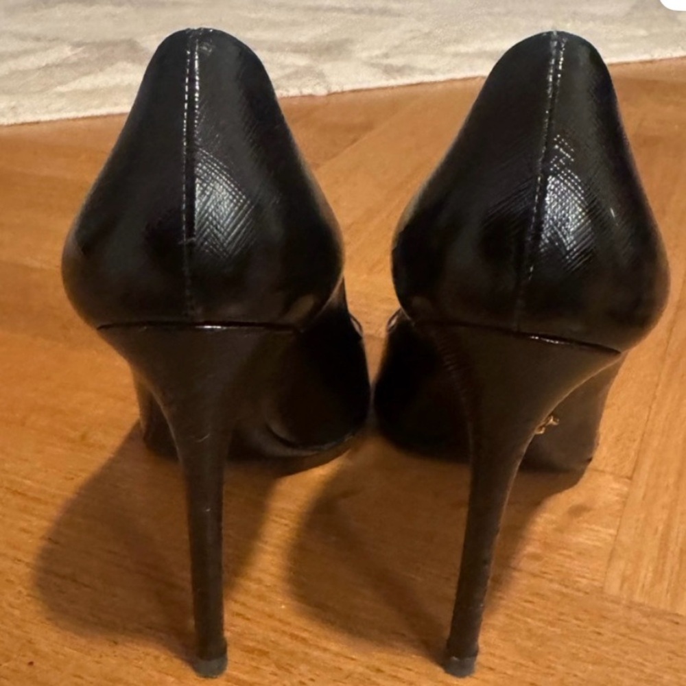 Prada Black Leather Heels - image 3
